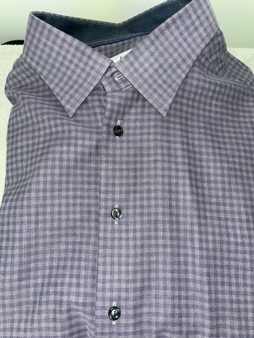 Eton Men's Lilac Gingham Dress Shirt size 18 Neck